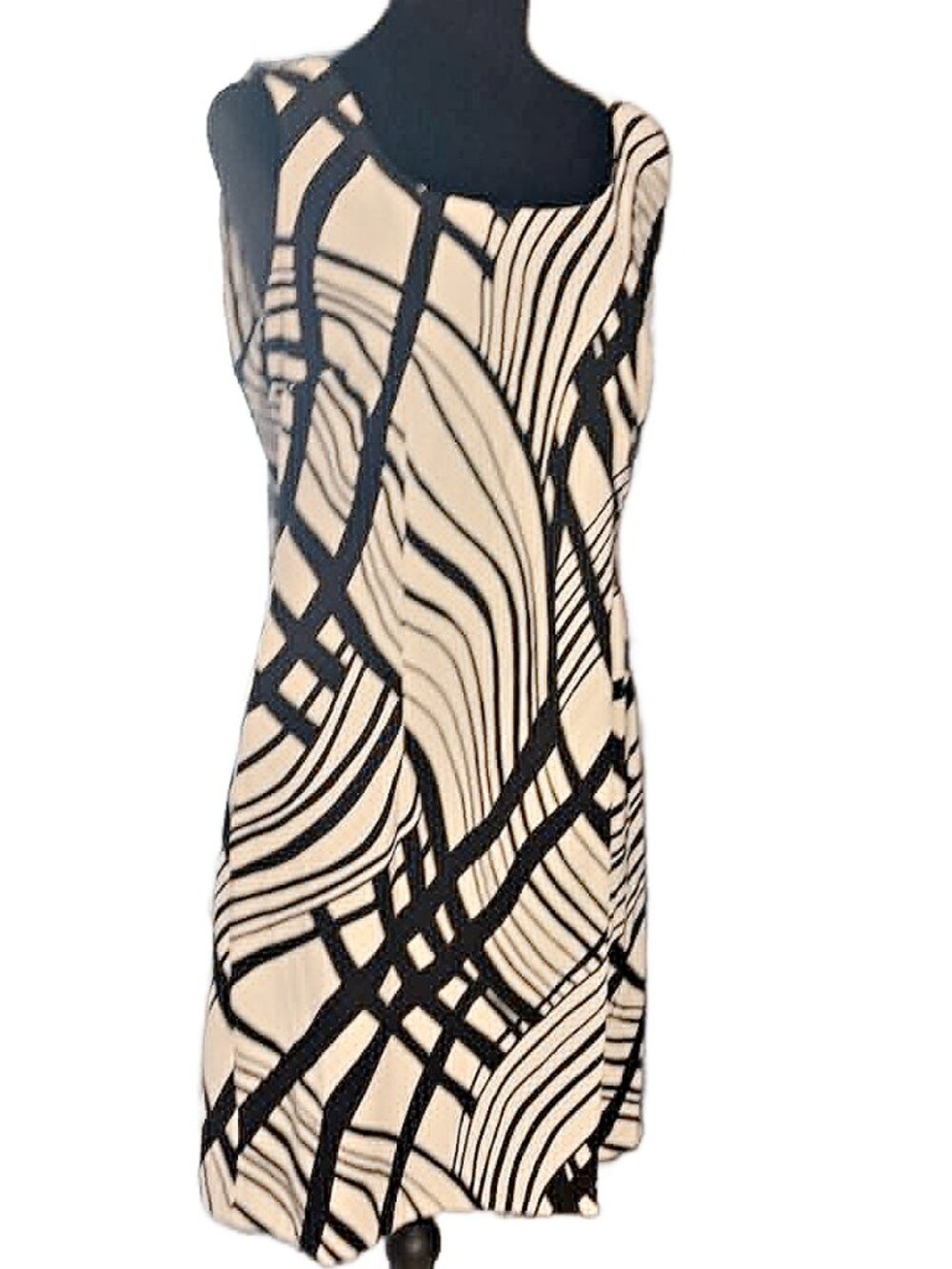 Kim Rogers Signature Size 10 Abstract Black & White Tailored Dress